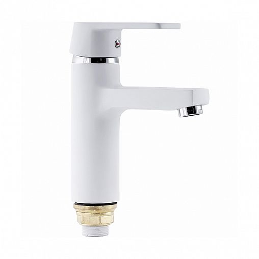 Смеситель для раковины с коротким изливом Fauzt FZS-W49, однорычажный, белый фото