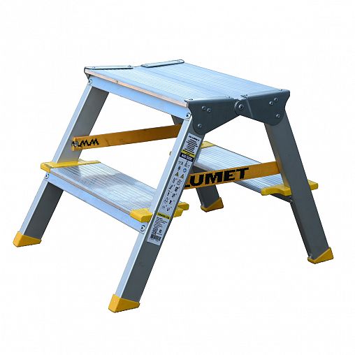 Стремянка двухсторонняя Alumet ASD 5202, алюминиевая, 2 x 2 ступени, 0,47 м фото