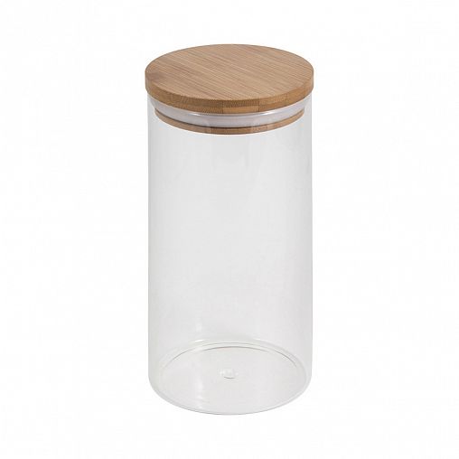 Банка для сыпучих продуктов Mallony Bambu, стеклянная, с крышкой, 1,3 л фото