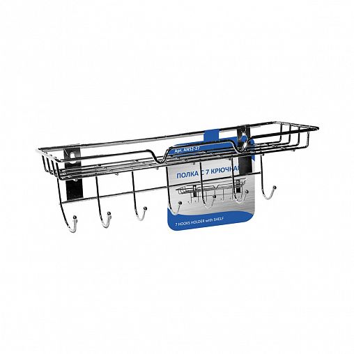 Полка настенная Мультидом, 7 крючков, 29 x 9 x 9 см фото