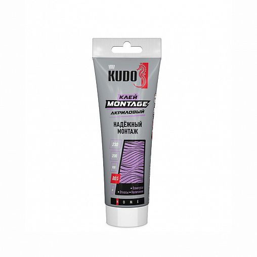 Клей монтажный Kudo Home Montage Жидкие гвозди, акриловый, 200 мл, белый фото