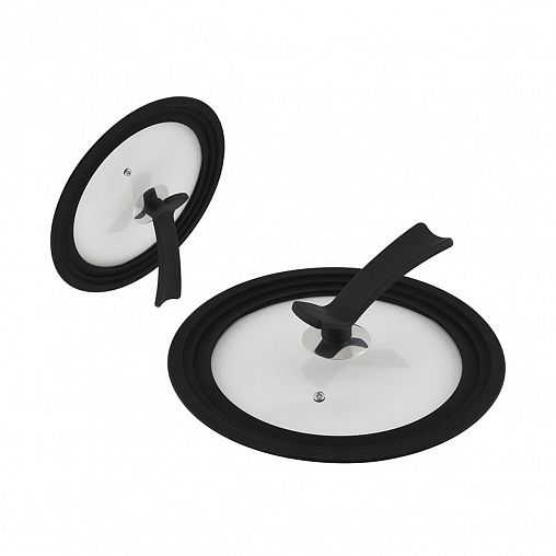 Крышка стеклянная Mallony Vetro-Special, универсальная, силиконовый ободок, паровыпуск, 24/26/28 см фото