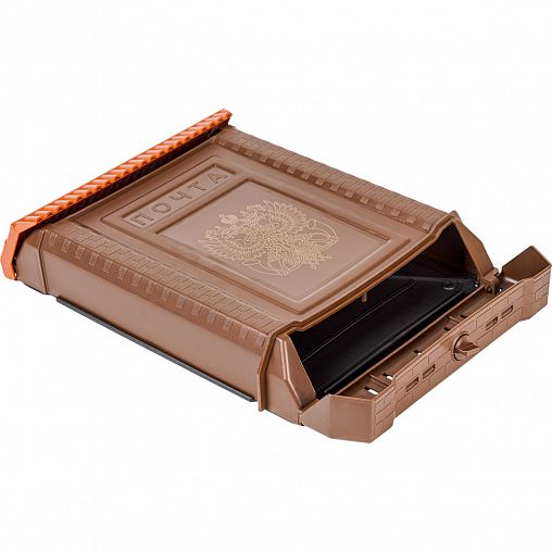 Почтовый ящик Цикл Премиум, с пластиковой защелкой и накладкой, коричневый фото