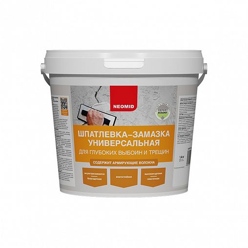 Шпатлевка для заделки выбоин и трещин Neomid, универсальная, 1,4 кг фото