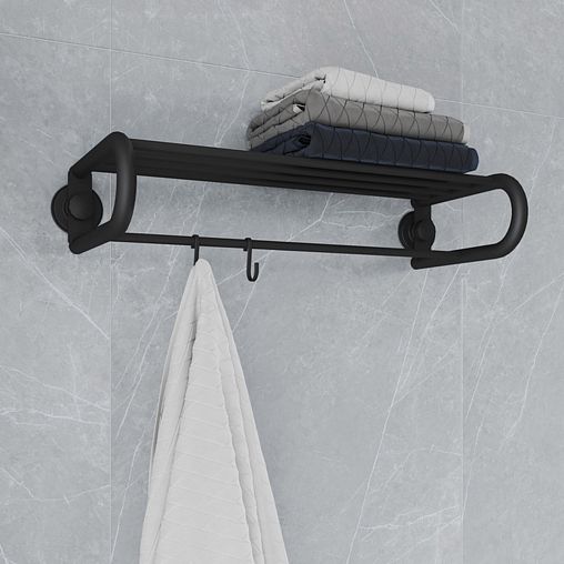 Полотенцедержатель с полкой Milardo Easy, черный матовый фото
