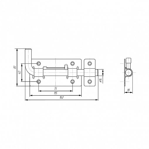Засов дверной круглый Секрет ЗД-03, белый фото