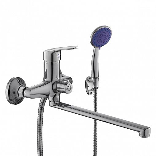 Смеситель для ванны с душем Fashun A2216, с длинным изливом, хром фото