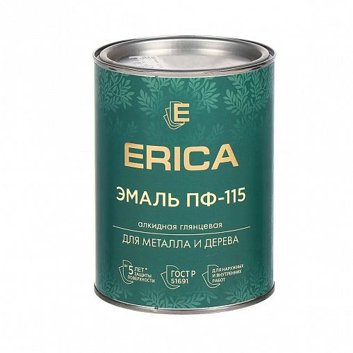 Эмаль ПФ-115 для металла и дерева Erica, алкидная, глянцевая, 0,8 кг, ультрамарин фото