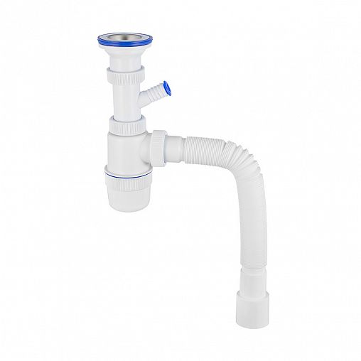 Сифон VIRPlast Элит, 1 1/2" x 40 мм, с отводом, гофротруба 800 мм, 40 x 40/50 мм фото