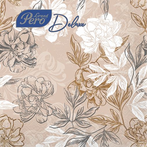 Салфетки бумажные сервировочные GrandPero Deluxe Сонет, трехслойные, 20 шт фото