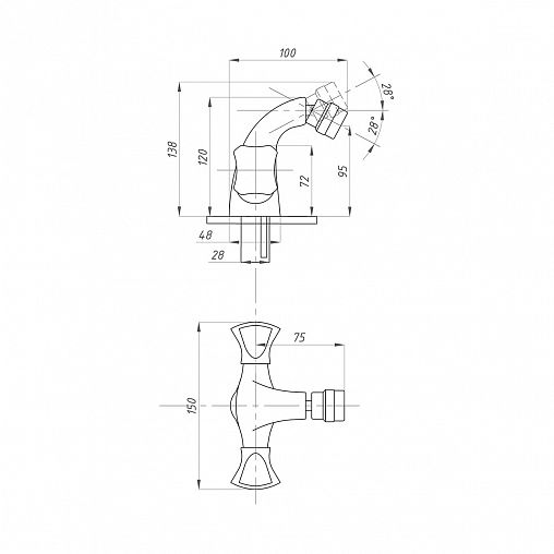 Смеситель для биде Профсан ПСМ-930-38, двухвентильный, хром фото