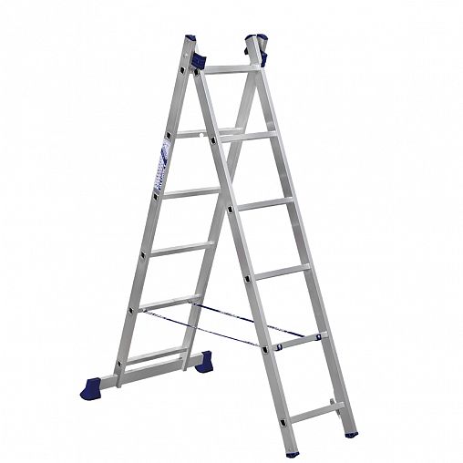 Лестница-стремянка двухсекционная Alumet H2 5206, алюминиевая, 2 x 6 ступеней, 2,59 - 3,44 м фото