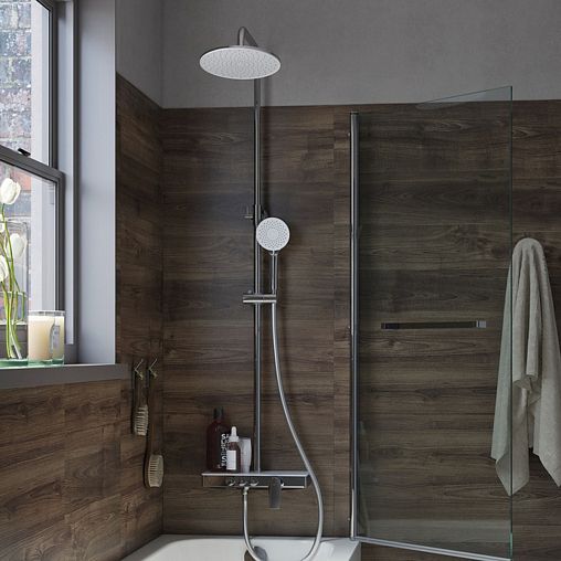 Душевая система с тропическим душем IDDIS Shelfy, с управлением Push Control, хром фото