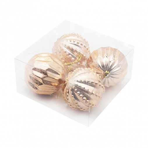 Набор елочных шаров, d 8 см, 4 шт, золото фото