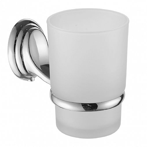 Стакан для зубных щеток Fashun A1506, с настенным держателем, стекло/металл, хром фото