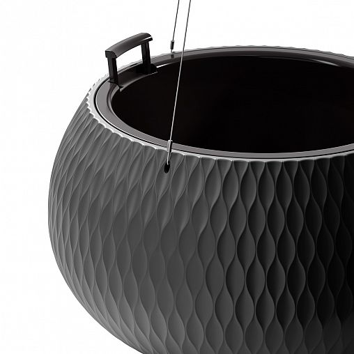 Кашпо подвесное Альтернатива Жемчужина, со вставкой, 16 л, графитовое фото