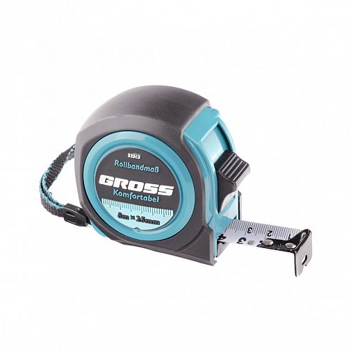 Рулетка Gross Komfortabel, с фиксатором, обрезиненная, 8 м x 25 мм фото