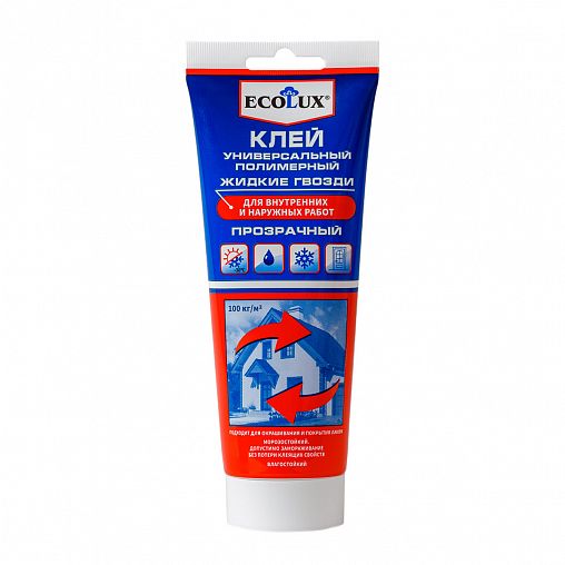 Клей универсальный полимерный Ecolux Жидкие Гвозди, морозостойкий, 200 мл, прозрачный фото