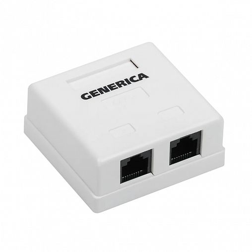 Розетка компьютерная накладная 2 x RJ45 Generica, категория 5Е UTP фото