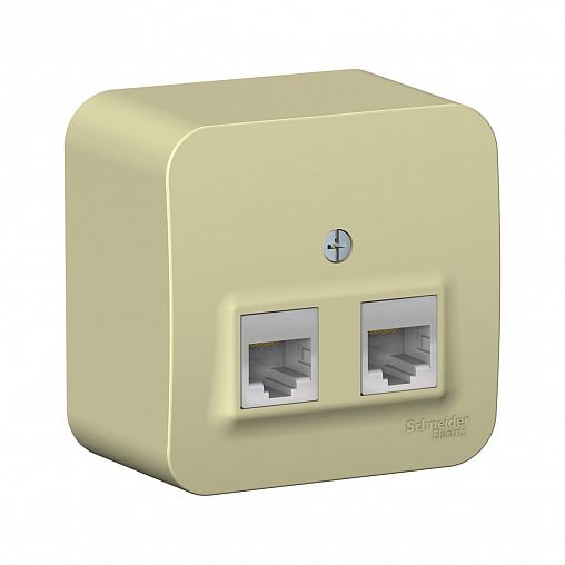 Розетка компьютерная RJ45 двойная Systeme (Schneider) Electric Blanca, накладная, бежевая фото