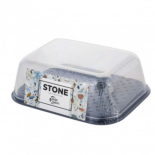 Масленка Plast Team Stone, 14,5 x 11 x 5,5 см, темный камень фото