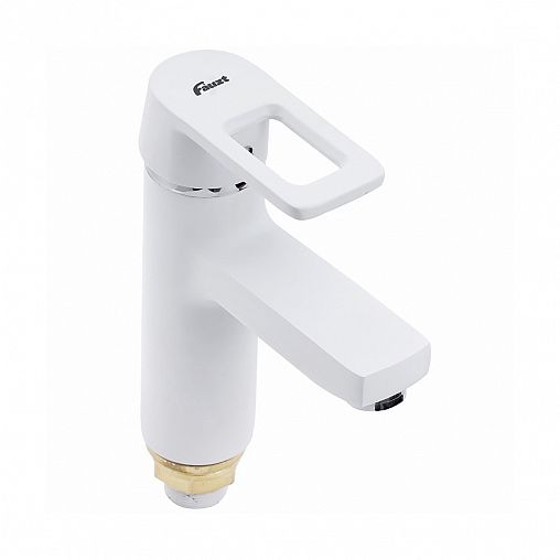 Смеситель для раковины с коротким изливом Fauzt FZS-W49, однорычажный, белый фото