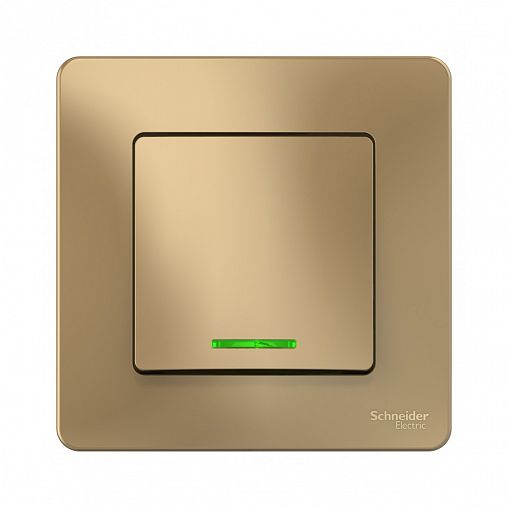 Переключатель 1-клавишный Systeme (Schneider) Electric Blanca, встраиваемый, с подсветкой, титан фото