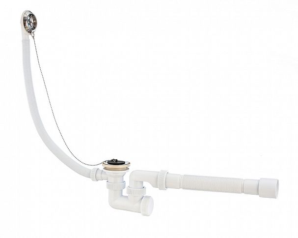 Сифон для ванн Wirquin Универсал с нержавеющими чашками и гофротрубой 500 мм фото