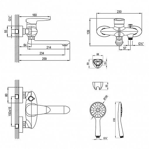 Смеситель для ванны Lemark Status LM4414C, однорычажный, хром фото