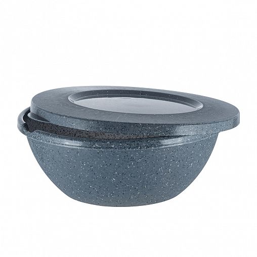 Салатник пластиковый Plast Team Stone, с крышкой, 3 л, темный камень фото