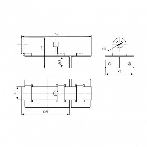 Засов дверной плоский с проушиной Секрет ЗД-04, бронза антик фото