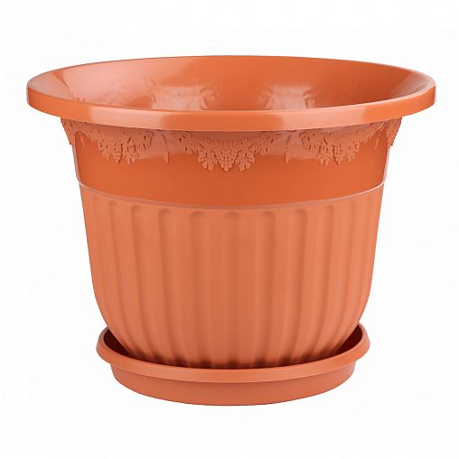 Горшок для цветов Альтернатива Лозанна, с поддоном, 25 л, коричневый фото