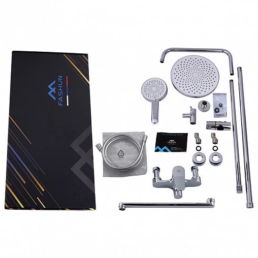 Душевая система с тропическим душем Fashun A2487, со смесителем, хром фото