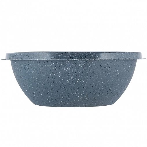 Салатник пластиковый Plast Team Stone, с крышкой, 3 л, темный камень фото