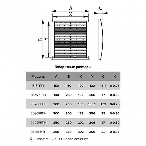 Разъемная регулируемая вентиляционная решетка Era 2020РРПН сер, пластиковая, 200 x 200 мм фото