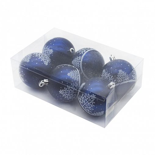 Набор елочных шаров Елочка, d 8 см, 6 шт, синий фото