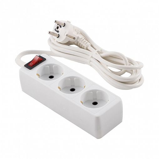 Удлинитель с выключателем Engy Гранд, ПВС 3 x 0,75 мм, с заземлением, 3 розетки, 3 м, белый фото