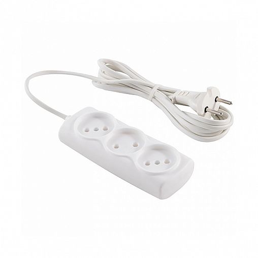 Удлинитель Engy Эконом, ШВВП 2 x 0,75 мм, 3 розетки, 3 м, белый фото