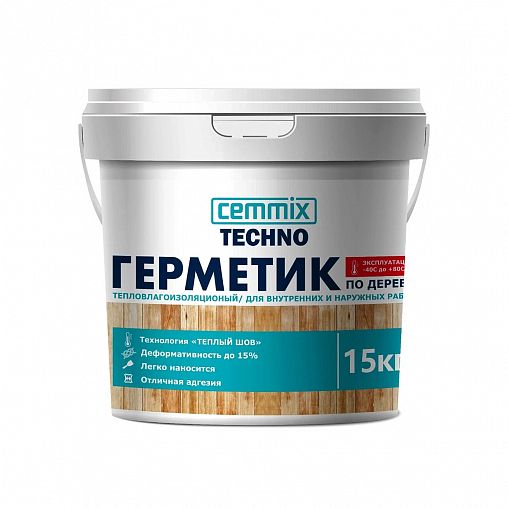 Акриловый герметик для дерева теплый шов Cemmix, 15 кг, медовый фото