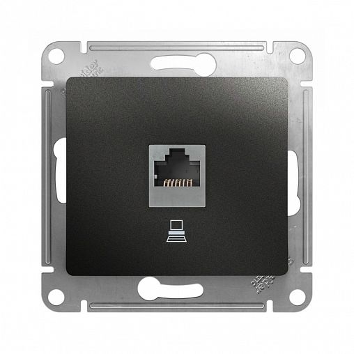 Розетка компьютерная встраиваемая RJ45 Systeme Electric Glossa, категория 5Е, антрацит фото
