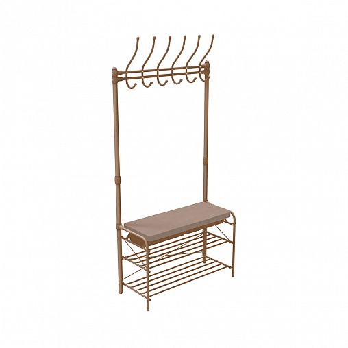 Вешалка напольная Nika, 2 полки, мягкое сиденье, 175 x 82,5 x 33,5 см, коричневый фото