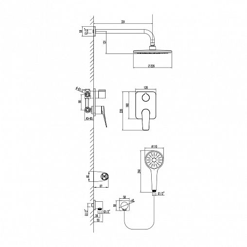 Душевая система Lemark Bronx LM3729GM, встраиваемая, графит фото