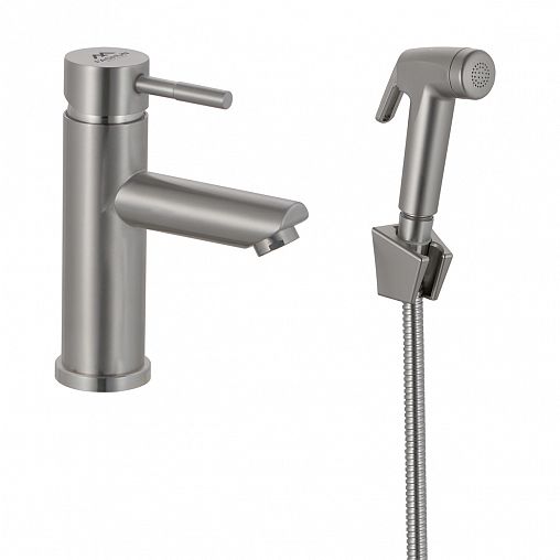 Смеситель для раковины с гигиеническим душем Fashun A58101A, сатин фото