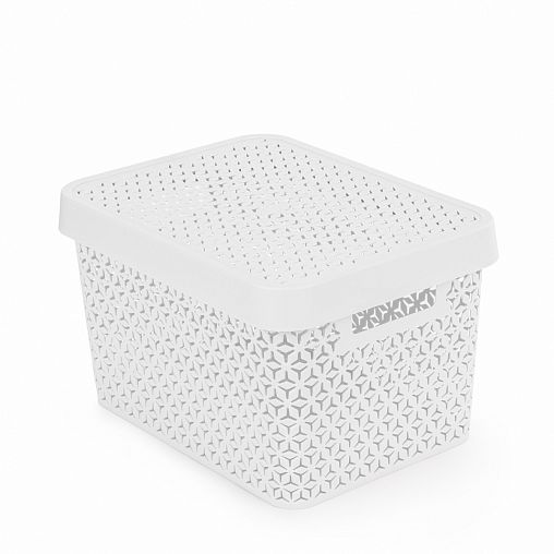 Корзина для хранения Альтернатива Элемент, с крышкой, 37 x 28 x 22,5 см, белая фото Корзина для хранения Альтернатива Элемент, с крышкой, 37 x 28 x 22,5 см, белая фото