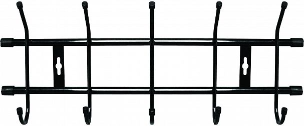 Вешалка настенная Nika, 5 крючков, 48,5 x 18 x 6,7 см, черная фото