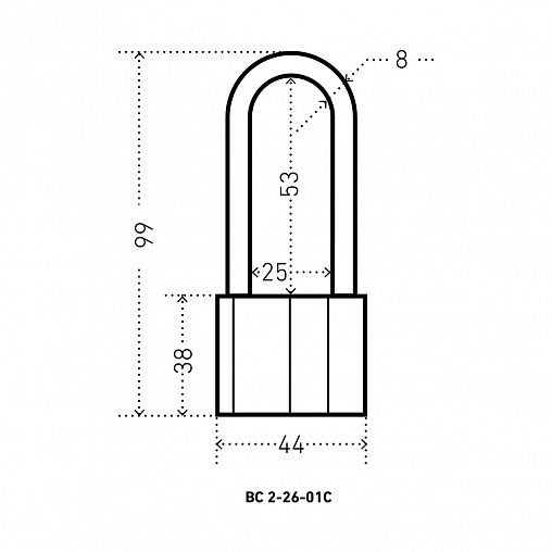 Замок навесной Аллюр ВС2-26-01С, d 8 мм, 3 ключа фото