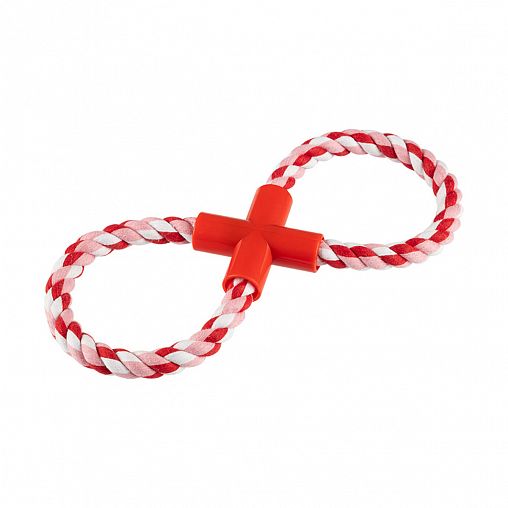 Игрушка для животных Рыжий кот Восьмерка, веревочная, 25 x 10 см фото