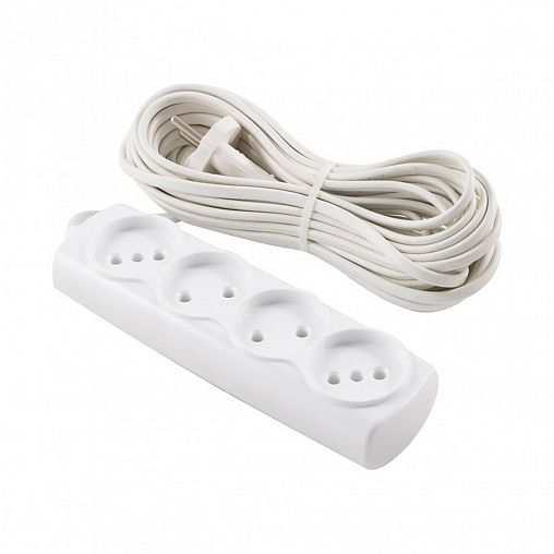 Удлинитель Engy Эконом, ШВВП 2 x 0,75 мм, 4 розетки, 10 м, белый фото