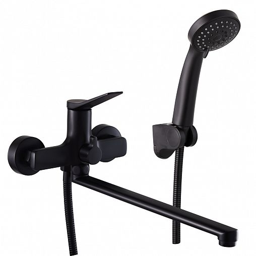 Смеситель для ванны с душем Fashun A2286-7, с длинным изливом, черный фото