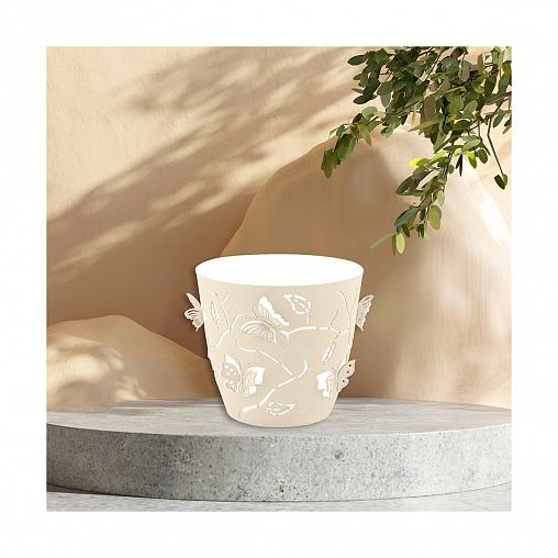 Горшок для цветов Plast Team Butterflies, 2,5 л, молочный туман фото